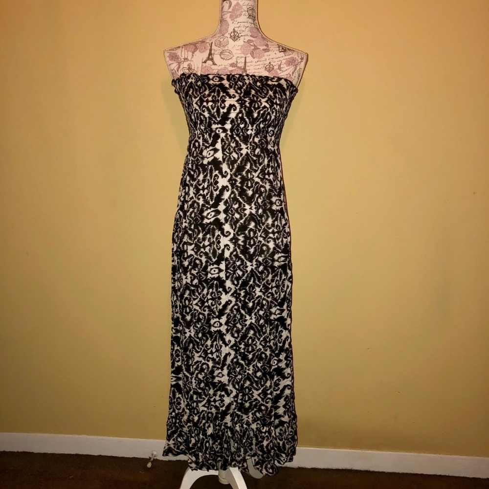Joolay Bandeau Black & White Printed Sundress/Swi